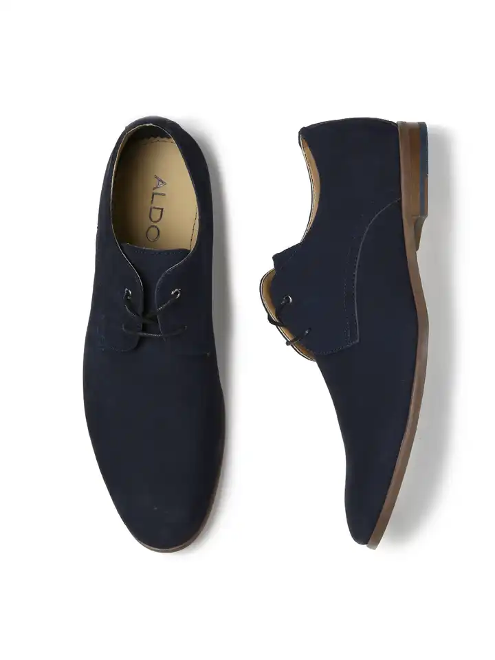 Buy ALDO Men Navy Suede Leather Derby Shoes - Formal Shoes  display picture 1
