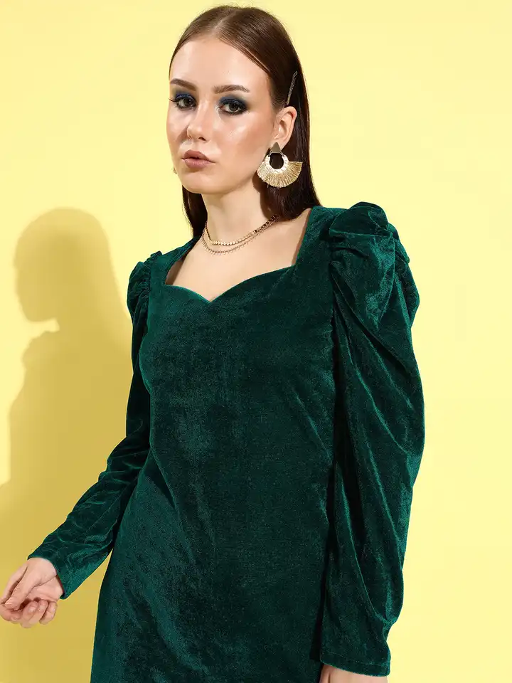chinese dress ladies A-Line V Neck Velvet Green Long Prom Dresses, Green Velvet Formal Dress US 4 / Green