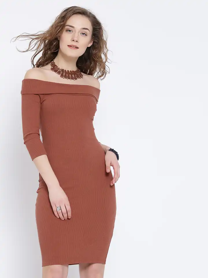 Buy FOREVER 21 Women Rust Orange Solid Bodycon Dress - Dresses for Women  1638093 | Myntra