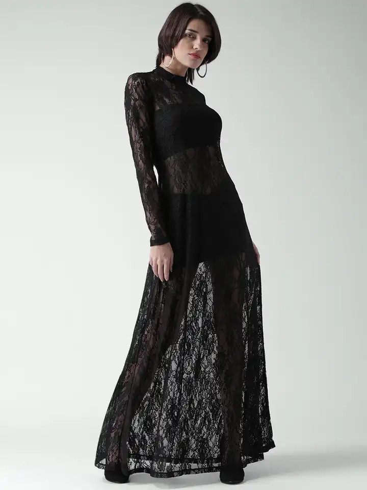 chinese dress ladies Plus Size Cutout Maxi Tube Dress in Black main image 0