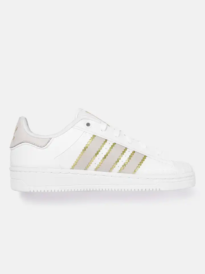 Buy ADIDAS Originals Women White & Gold-Toned Leather Superstar 3 Striped  Sneakers - Casual Shoes for Women 16558494 | Myntra