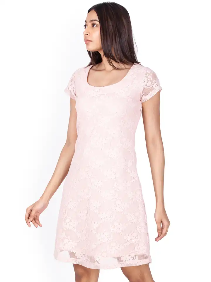 Buy Zink London Women Pink Lace A-Line Dress - Dresses for Women 1662530 |  Myntra