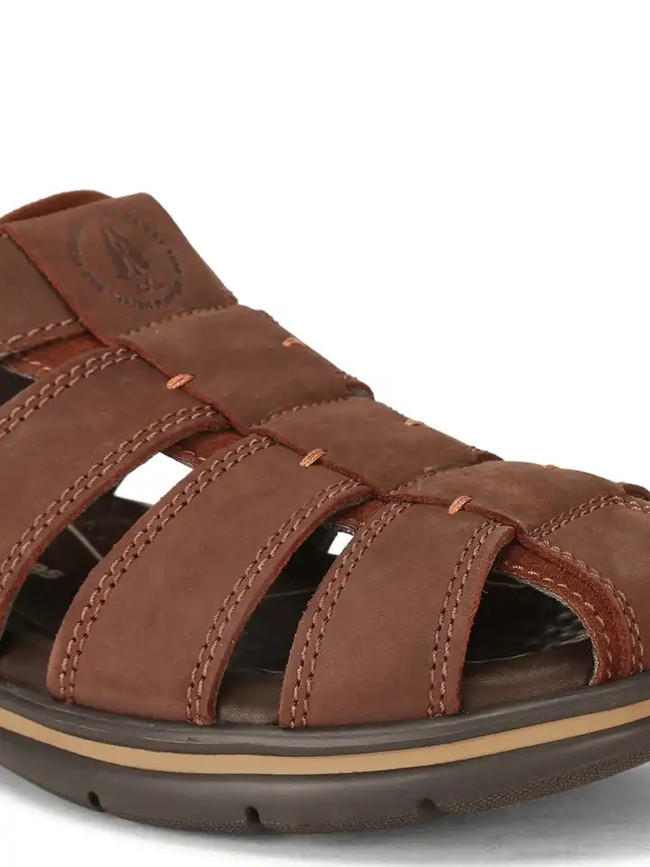Buy Hush Puppies Men Brown Leather Fisherman Sandals  display picture 2