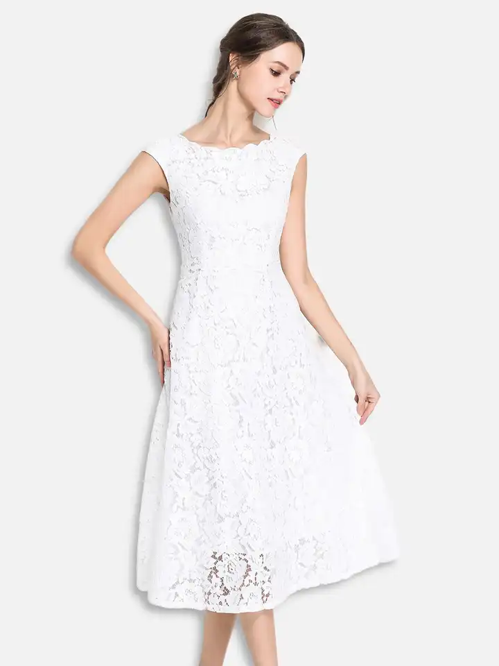 Buy JC Collection Women White Self Design Net Midi A-Line Dress - Dresses  for Women 16760856 | Myntra