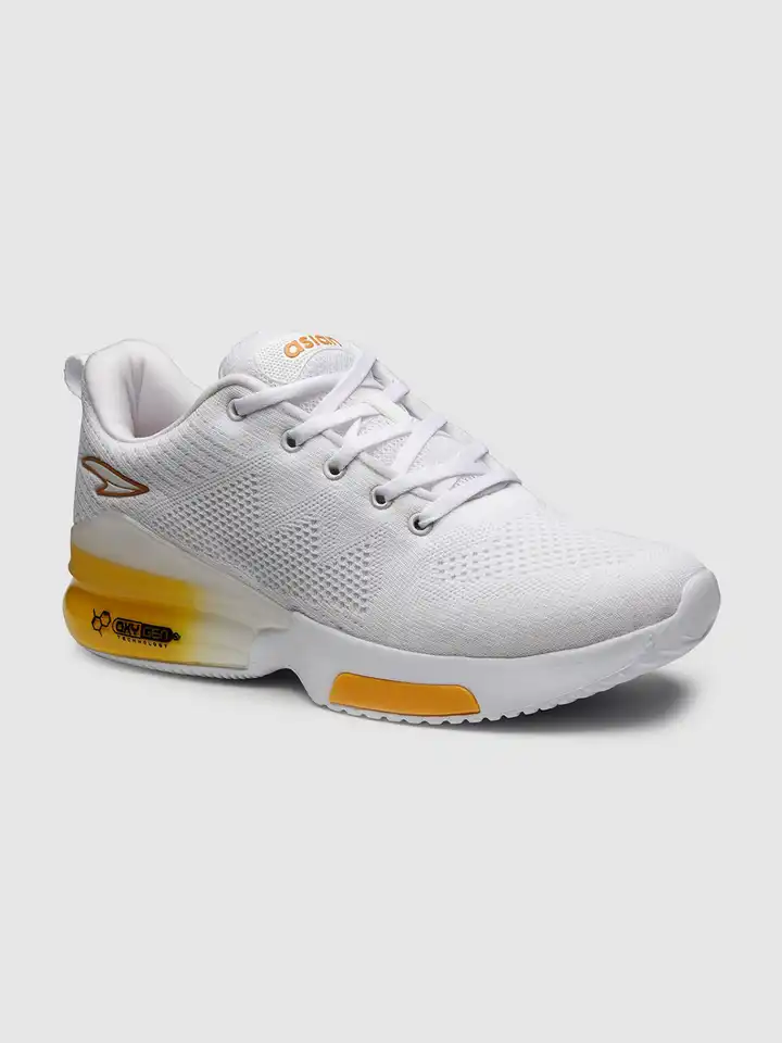 Buy ASIAN Men White & Yellow Mesh Running Non-Marking Shoes