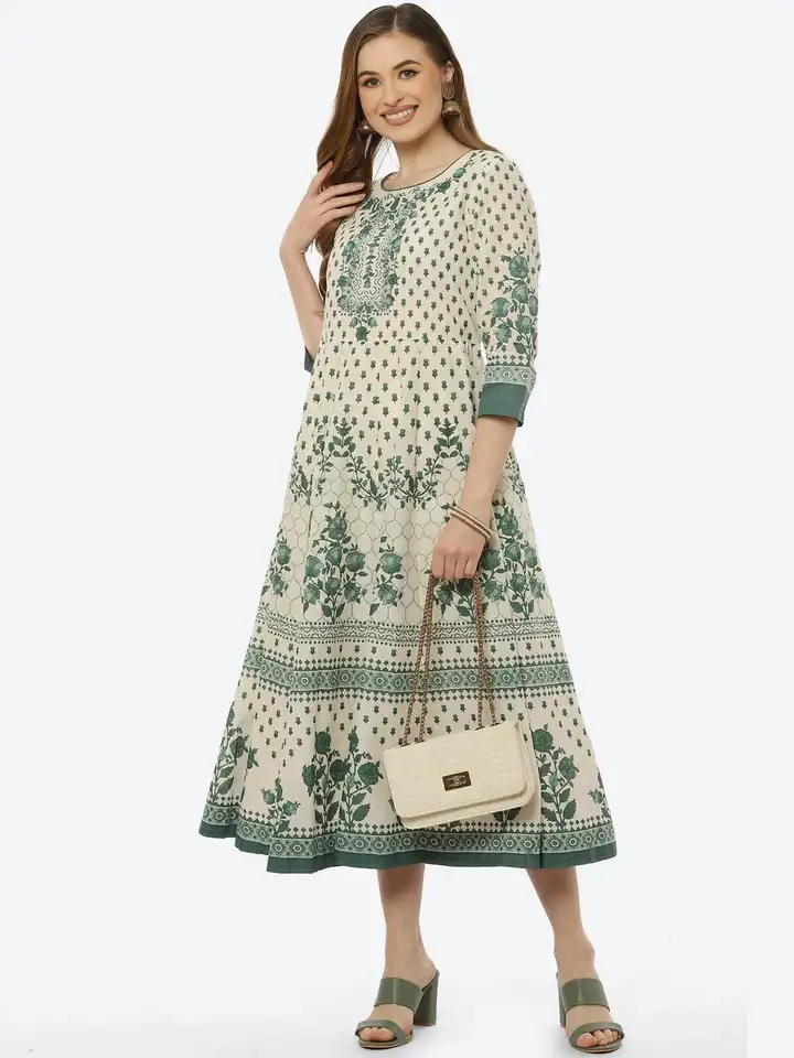 Buy Biba Green Ethnic Motifs Ethnic Midi Dress - Ethnic Dresses for Women  17279166 | Myntra