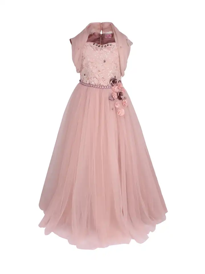 Buy CUTECUMBER Girls Pink Lace Maxi Dress - Dresses for Girls 1746325 |  Myntra