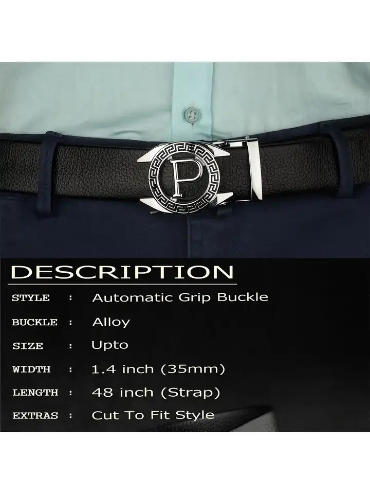 Buy ZORO Men Black Alphabet Letter P Belt - Belts for Men 17646578