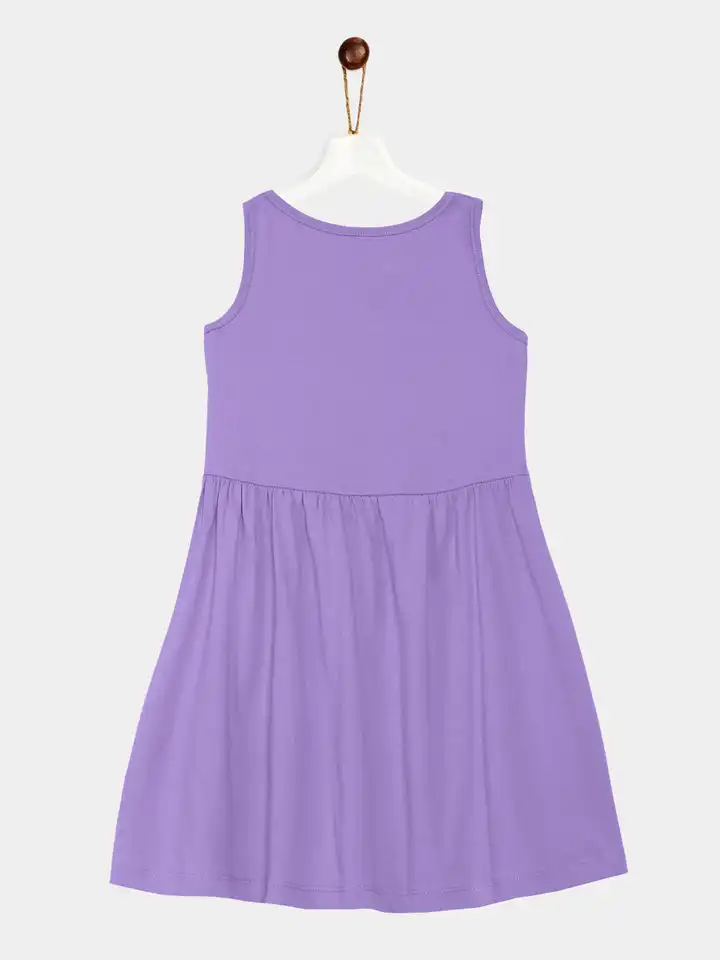Buy YK Disney Girls Purple Rapunzel Princess Printed Dress Cotton Fit &  Flare Sleeveless Dress - Dresses for Girls 17751080 | Myntra