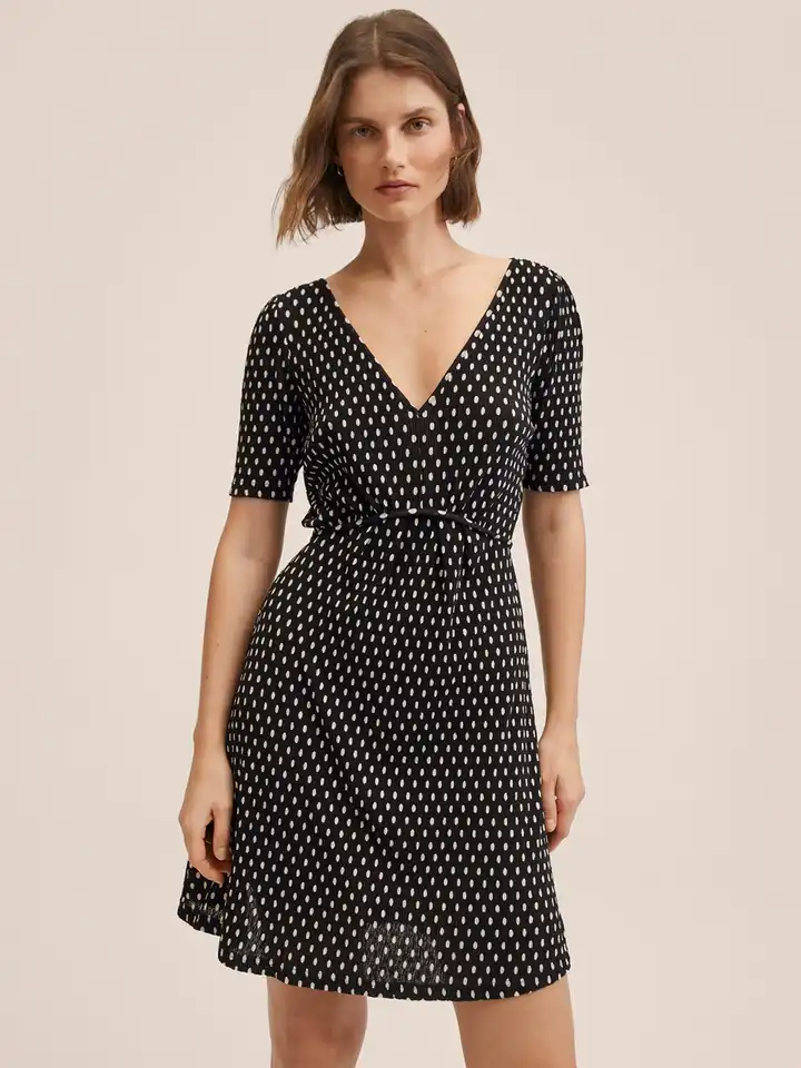 Buy MANGO Women Black & White Polka Dots Print A-Line Dress - Dresses for  Women 17808554 | Myntra