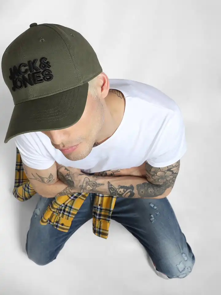 Buy Jack & Jones Men Green Embroidered Baseball Cap - Caps for Men