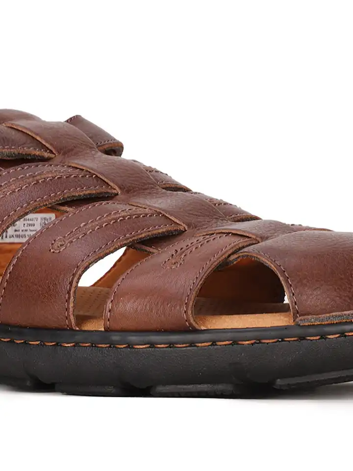 Buy Hush Puppies Men Brown Leather Fisherman Sandals  display picture 1