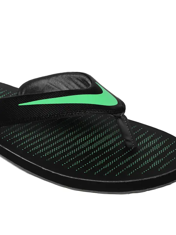 nike slippers black and green