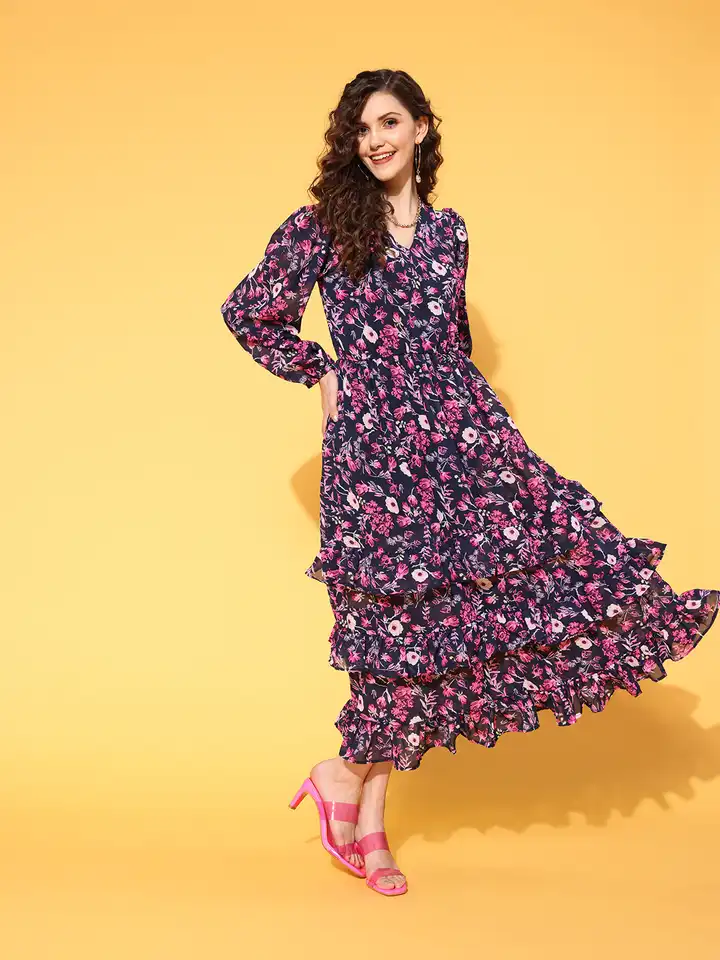 open lace back dress PRETTYGARDEN Women's Summer Maxi Dress Tie Straps Floral Beach Vacatio main image 1