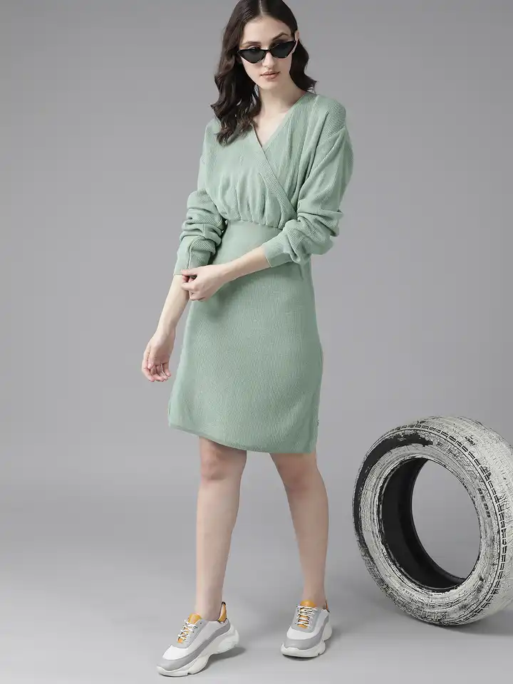 Buy The Roadster Lifestyle Co. Women Green Solid Wrap Jumper Dress - Dresses for Women 18240234 | Myntra Buy The Roadster Lifestyle Co. Women Green Solid Wrap Jumper Dress - Dresses for Women 18240234 | Myntra