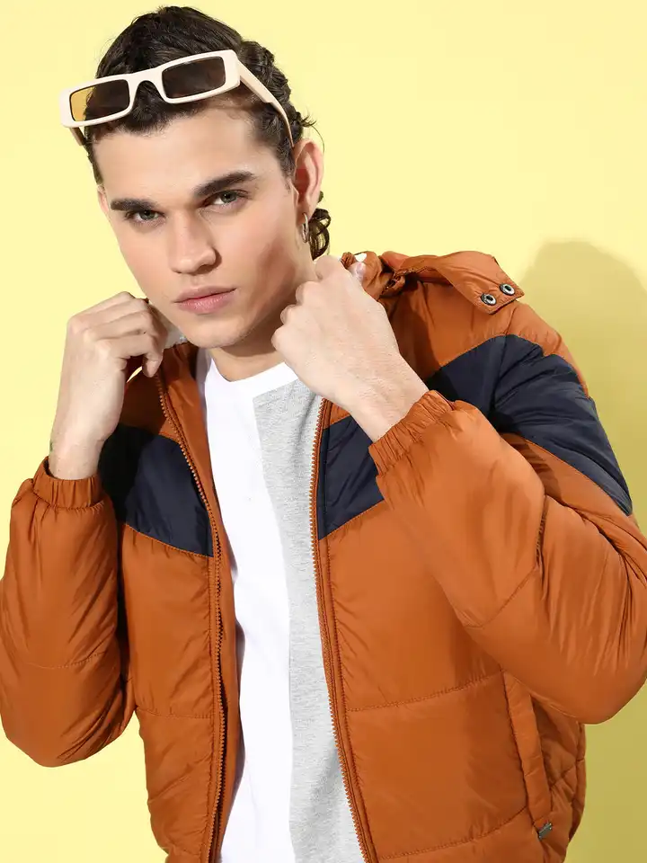 rust brown puffer jacket