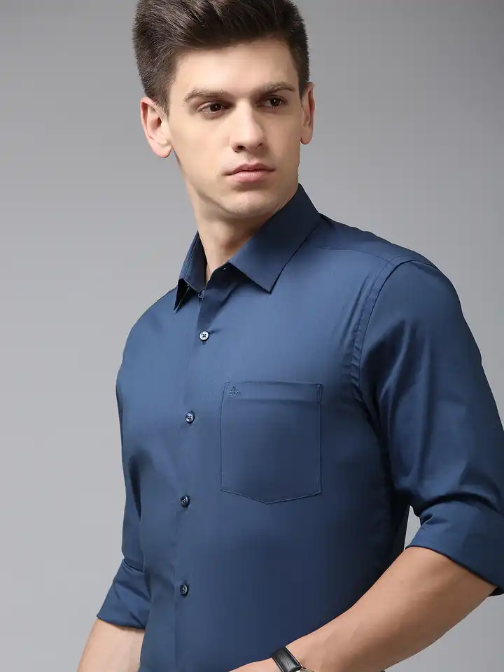 slim fit dress slacks Lyocell Solid Casual Shirt main image 1
