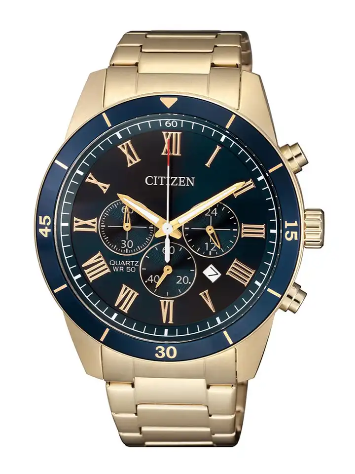 Buy Citizen Men Blue Dial & Rose Gold Toned Stainless Steel