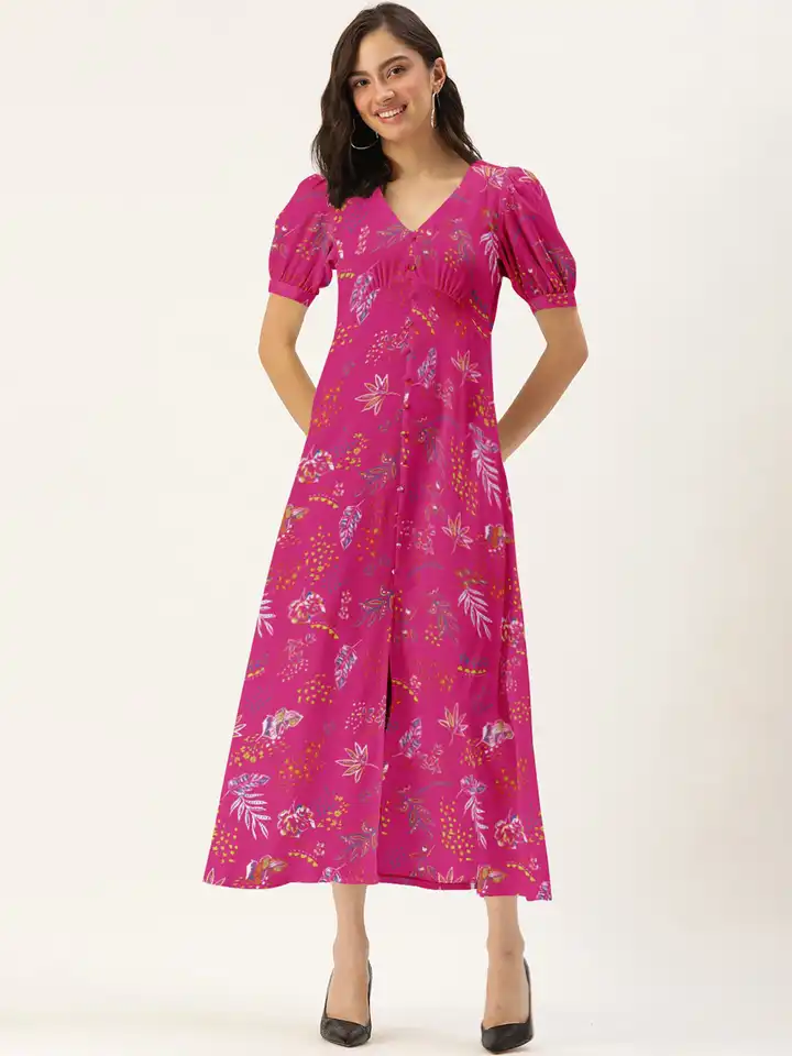 chinese dress ladies Vivienne A-line Floral Polyester Midi Dress main image 0
