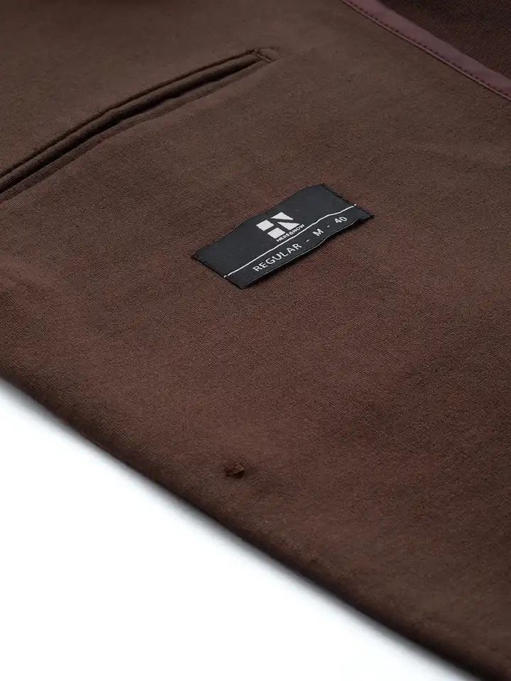 Buy HERE&NOW Men Brown Solid Regular Fit Single-Breasted Blazer