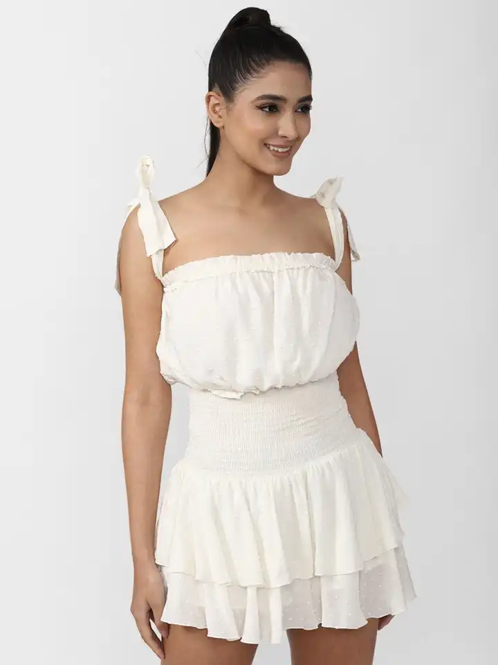 Buy FOREVER 21 Cream-Coloured Self-Design Mini Dress - Dresses for Women  19596252 | Myntra
