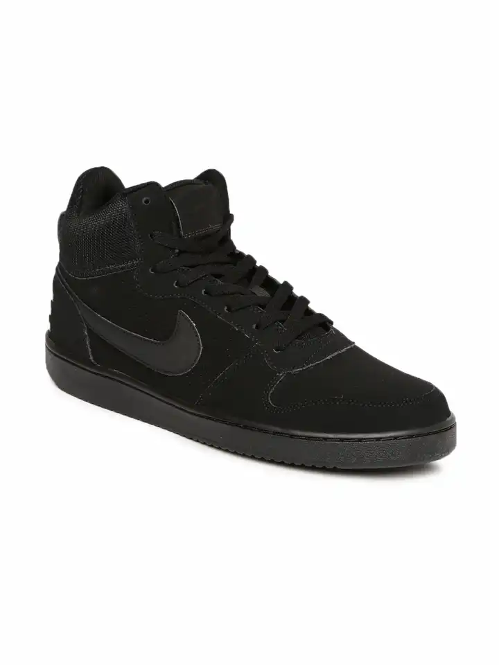 Buy Nike Men Black Solid COURT BOROUGH Mid-Top Sneakers - Casual