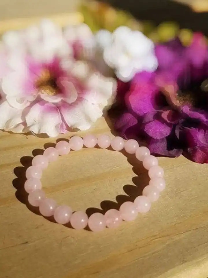 Buy Young & Forever Unisex Pink Brass Rose Quartz Bracelet