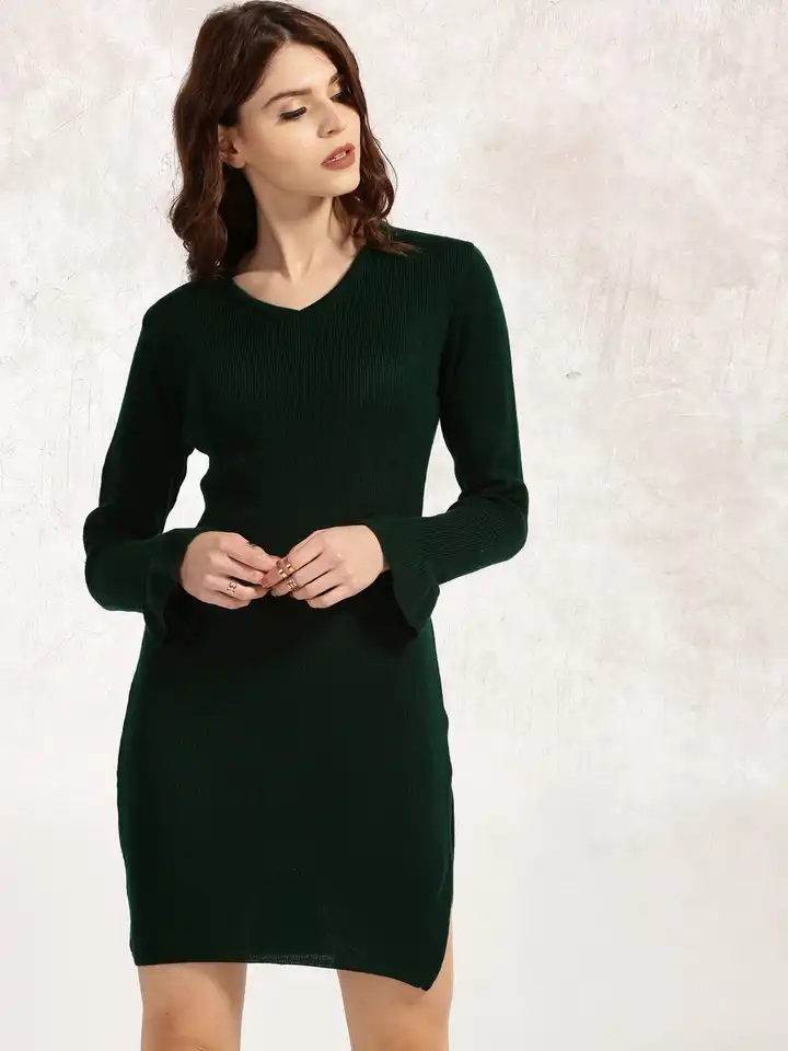 Buy Anouk Women Green Solid Woolen Bodycon Dress - Dresses for Women  1975048 | Myntra