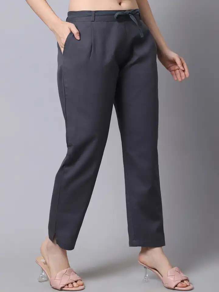 ladies grey cigarette trousers Buy Pistaa Women Grey Cigarette Trousers - Trousers for Women 19826686