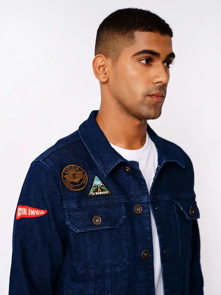 Bullet Logo Denim Short Jacket – YZ 9090 Bullet Logo Boa Denim Jacket