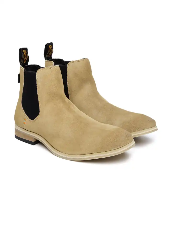 Buy Superdry Men Tan Brown Solid Suede High-Top METEOR  display picture 1