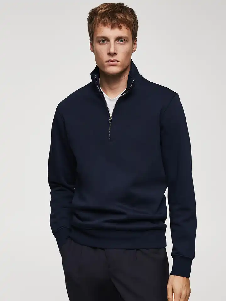 Buy MISCHIEF MONKEY Men Solid Mock Collar Sweatshirt Sweatshirts