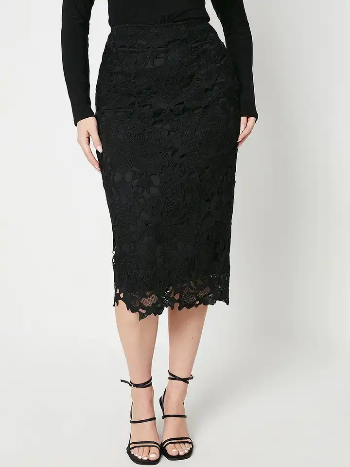 Buy DOROTHY PERKINS Women Lace Pencil Skirt with Back Slit