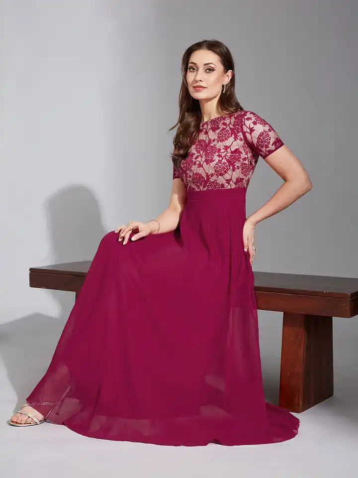 slim fit dress slacks Georgette Fit & Flare Sleeveless Dress