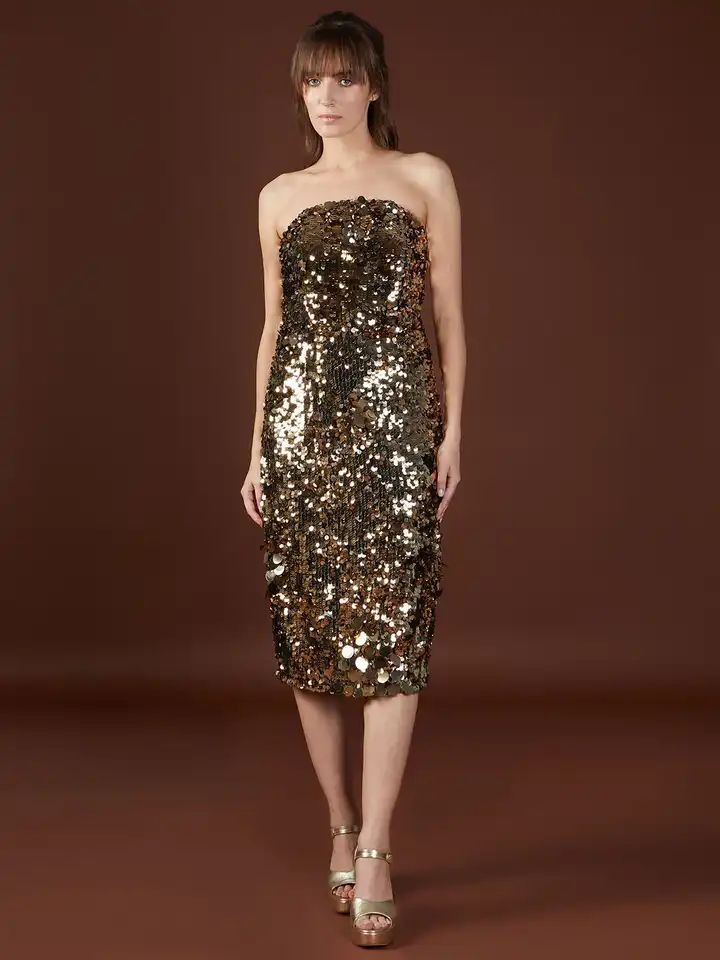 Buy Vero Moda Sequin Embellished Strapless Bandeau Midi Dress - Dresses for  Women 31865156 | Myntra