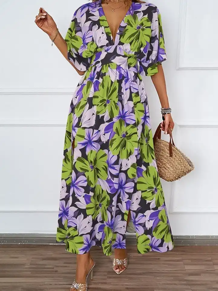 Buy LULU & SKY Green Floral Print Maxi Dress - Dresses for Women 31874490 |  Myntra
