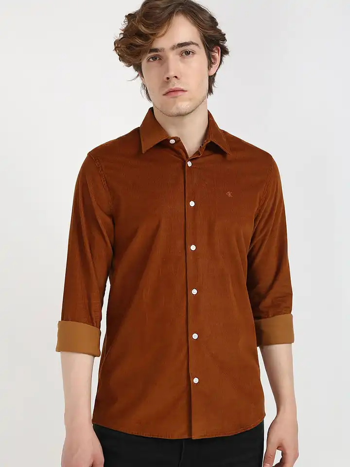 Buy Calvin Klein Jeans Men Spread Collar Textured Solid Cotton Slim Fit  Casual Shirt - Shirts for Men 31268177 | Myntra