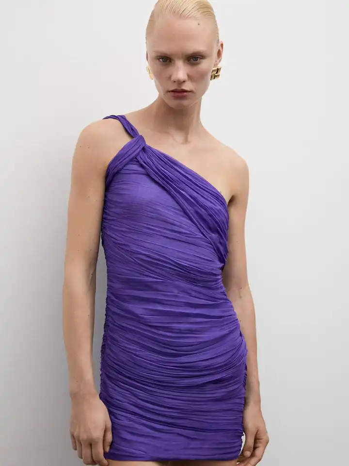 strapless open back dress Pleated Green Wrap Knit Dress