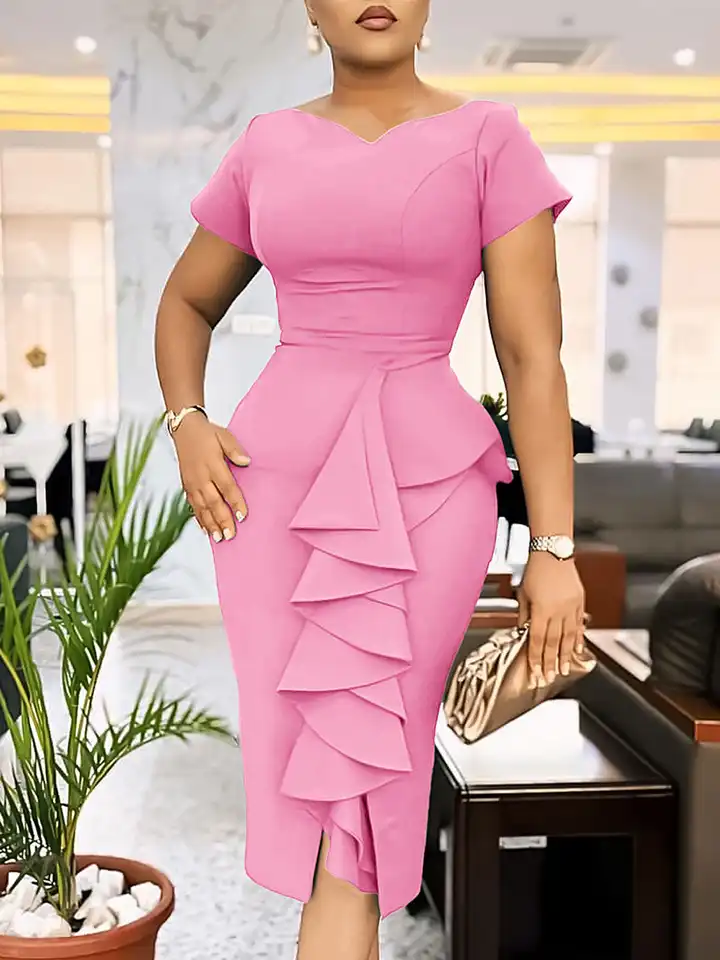 sachin and babi light blue dress Ophelia Peplum Cuff Sleeved Crinkle Chiffon Ankle Length Dress