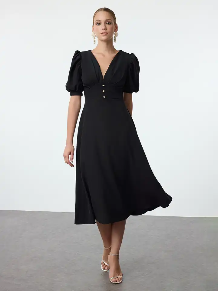 knee length dresses for ladies Lexi Short Sleeve Fit & Flare Midi Dress – Marine Layer main image 0
