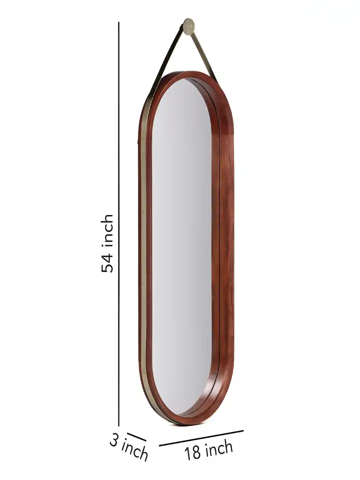Buy NILAAY Swoon Brown Oval Shape Wooden Frame Wall Mirror