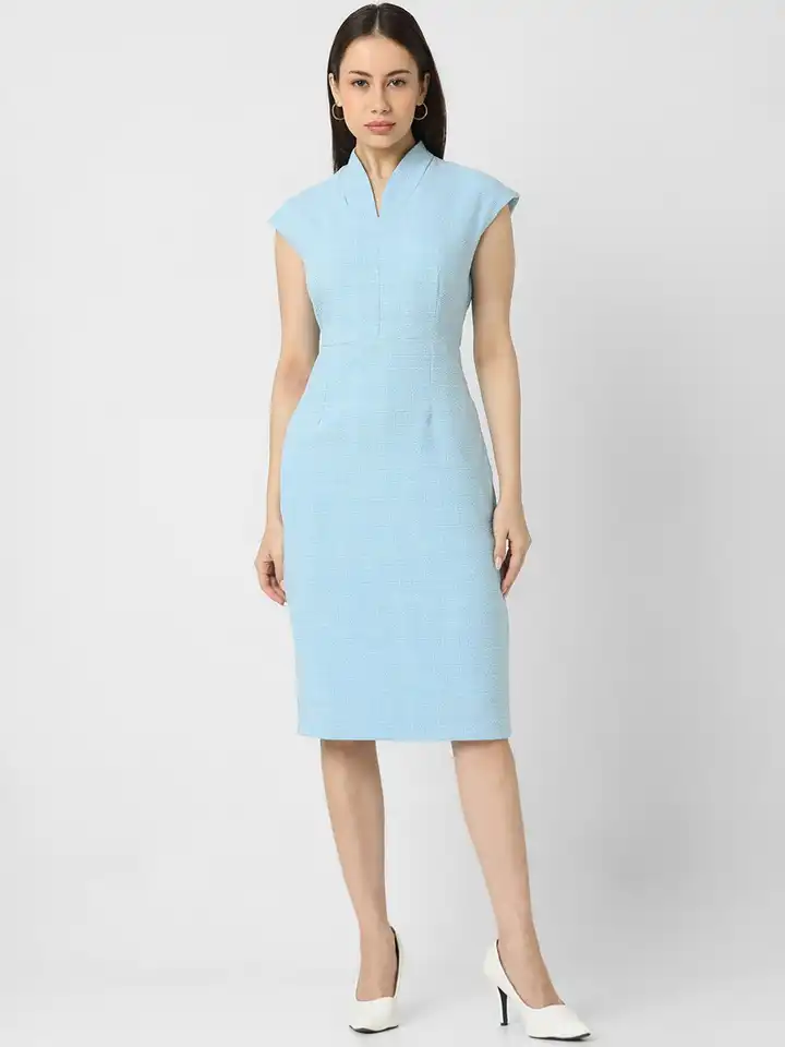 green emerald velvet dress Van Heusen Women's Polyester Modern Above The Knee Dress  (VWFDFRGFI46912_Yellow