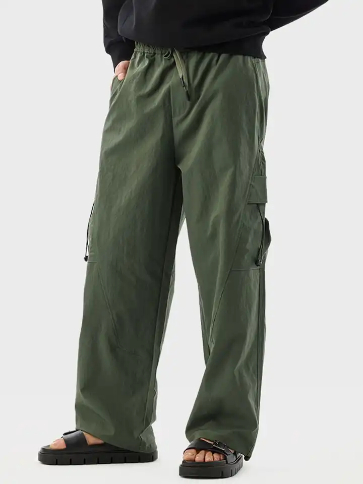 Buy Snitch Men Dark Green Mid-Rise Loose Fit Cargos Trousers