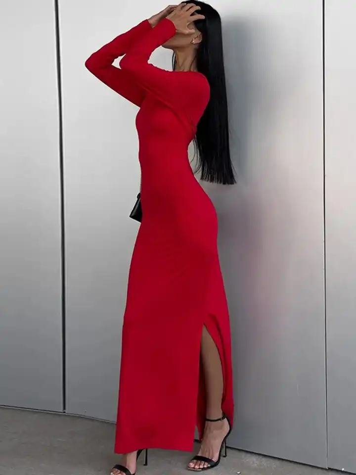 chinese dress ladies Dolcezza Sweetheart Neckline Maxi Dress in Red