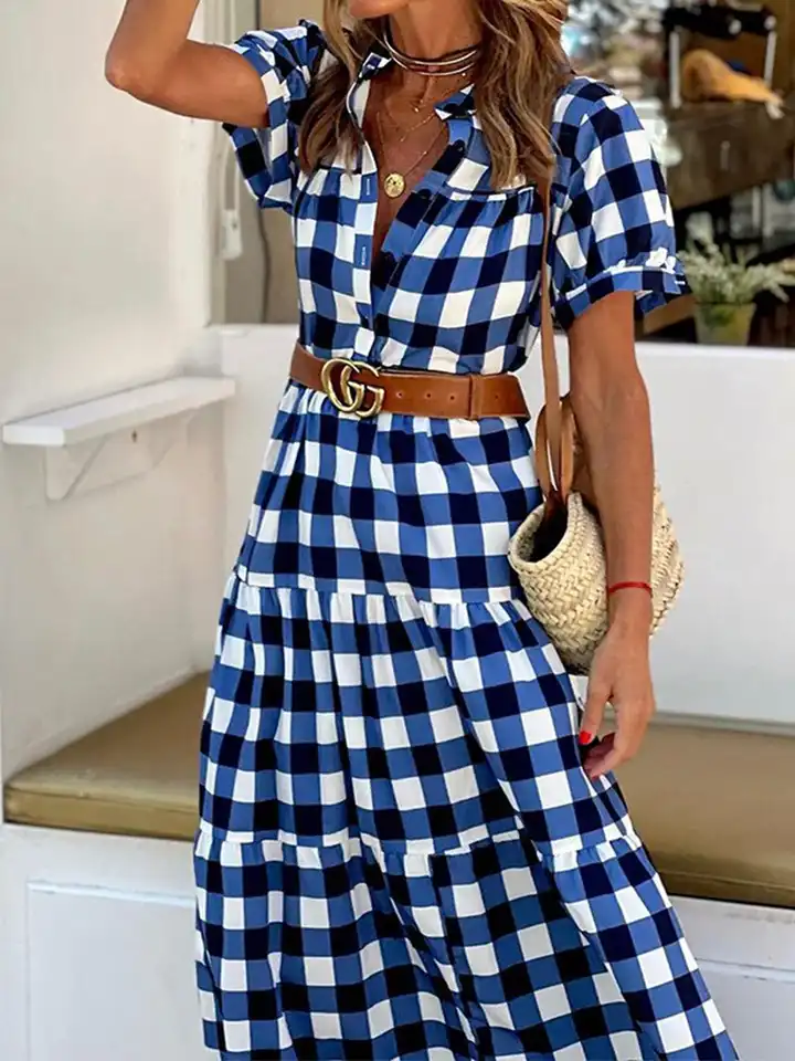 Buy StyleCast Blue Checked Maxi Dress - Dresses for Women 28576338 | Myntra