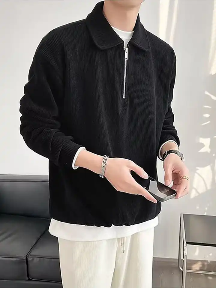 Buy StyleCast x Revolte Men Solid Shirt Collar Pullover Sweatshirt