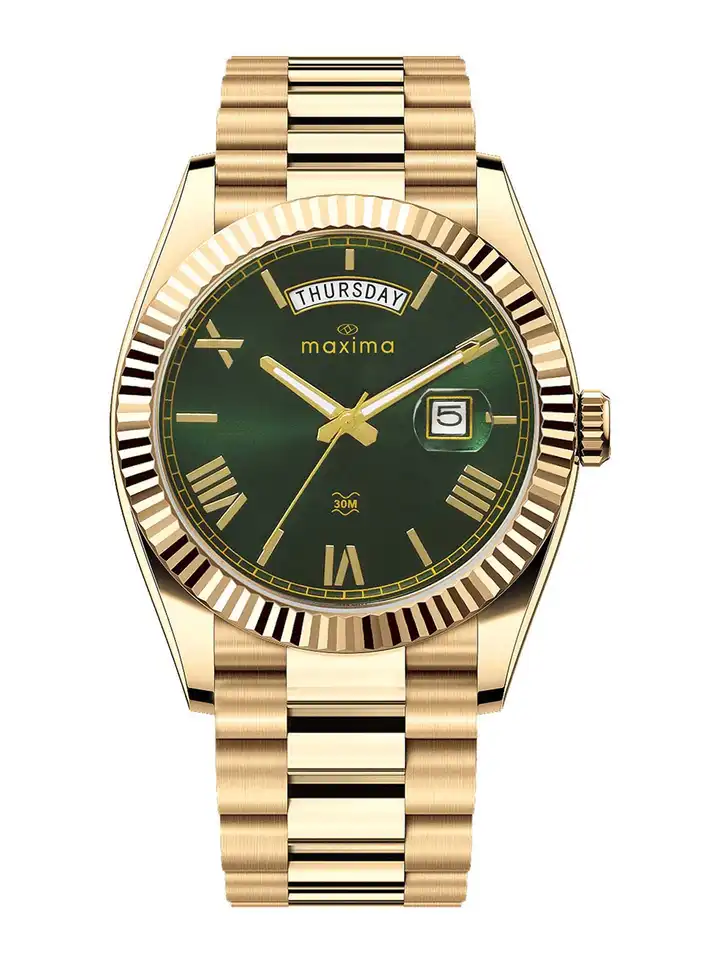 Buy maxima Men Brass Dial & Stainless Steel Bracelet Style Straps