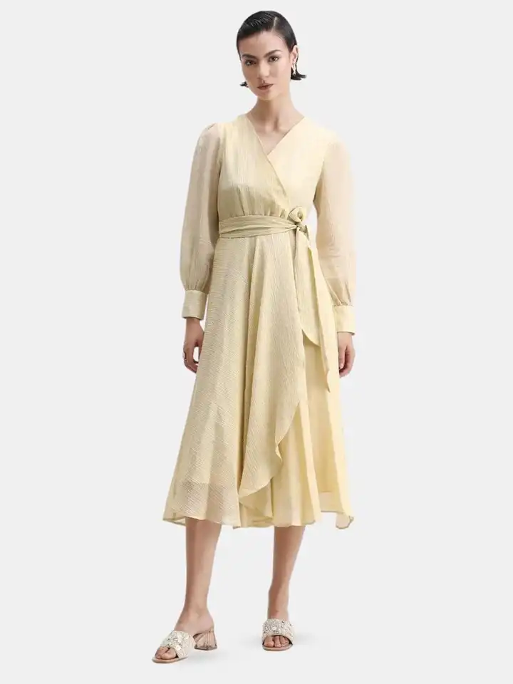 slim fit dress slacks Zapakasa Women Sparkly Gold Metallic Long Formal Dress with Sleeves Sheath  Ruched V-Neck Holiday Party Dress with Slit main image 1