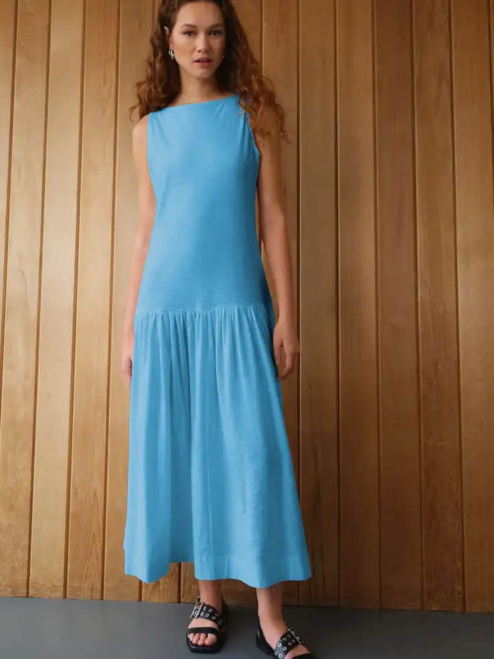 sachin and babi light blue dress Flowing Dropped Waist Maxi Dress main image 1