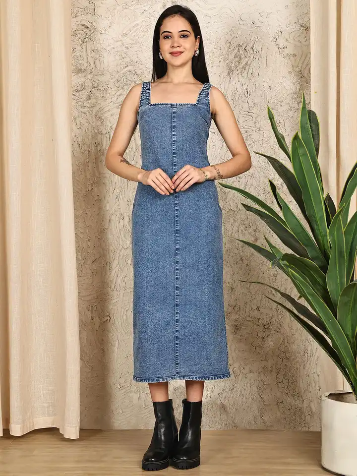 Myntra Blue Jean Bodycon Dress A Certain Blue Entered My Soul ??? Jeans  Dress,